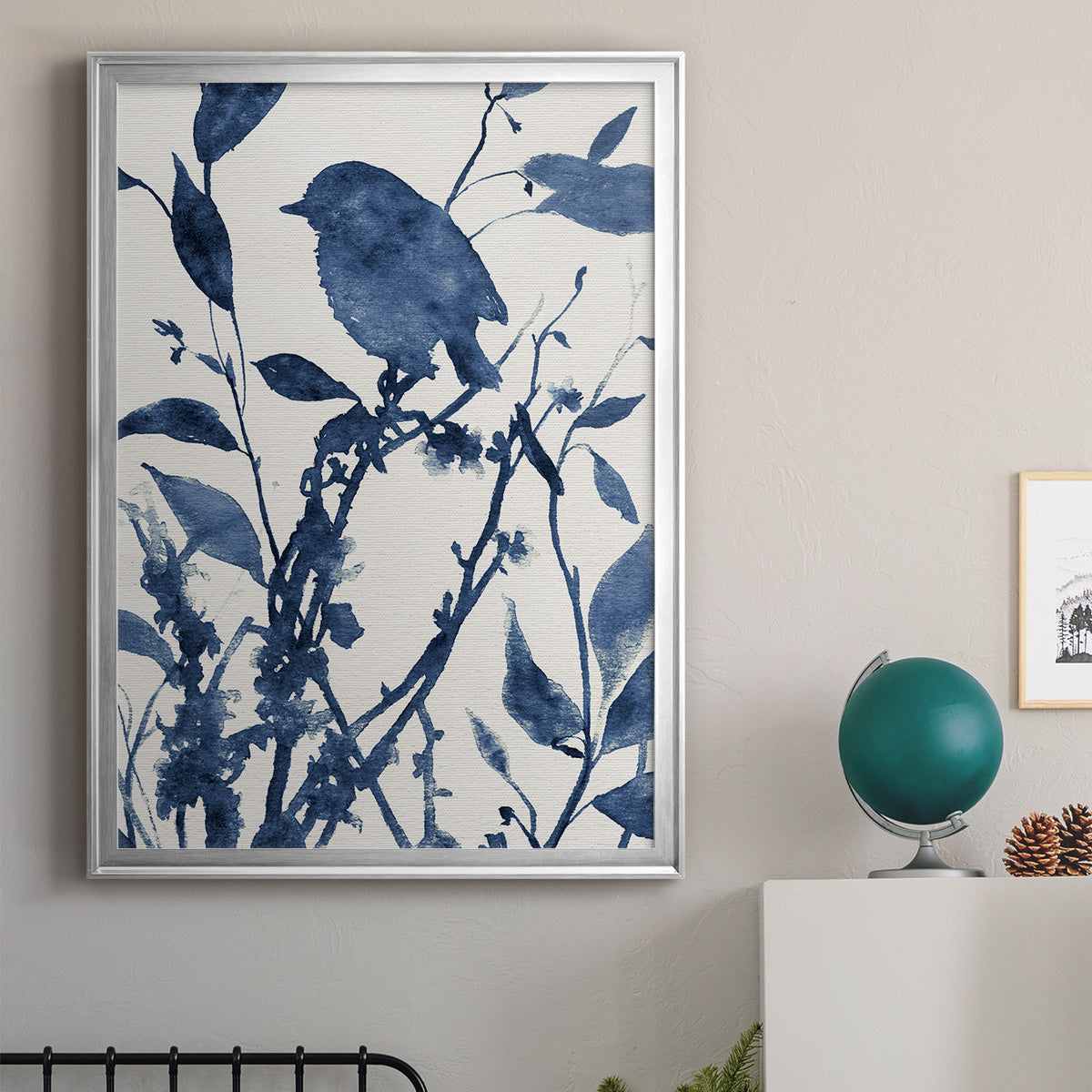 Bluebird Silhouette II - Modern Framed Canvas Print