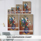 Size comparison chart for canvas art prints, showing multiple size options.
