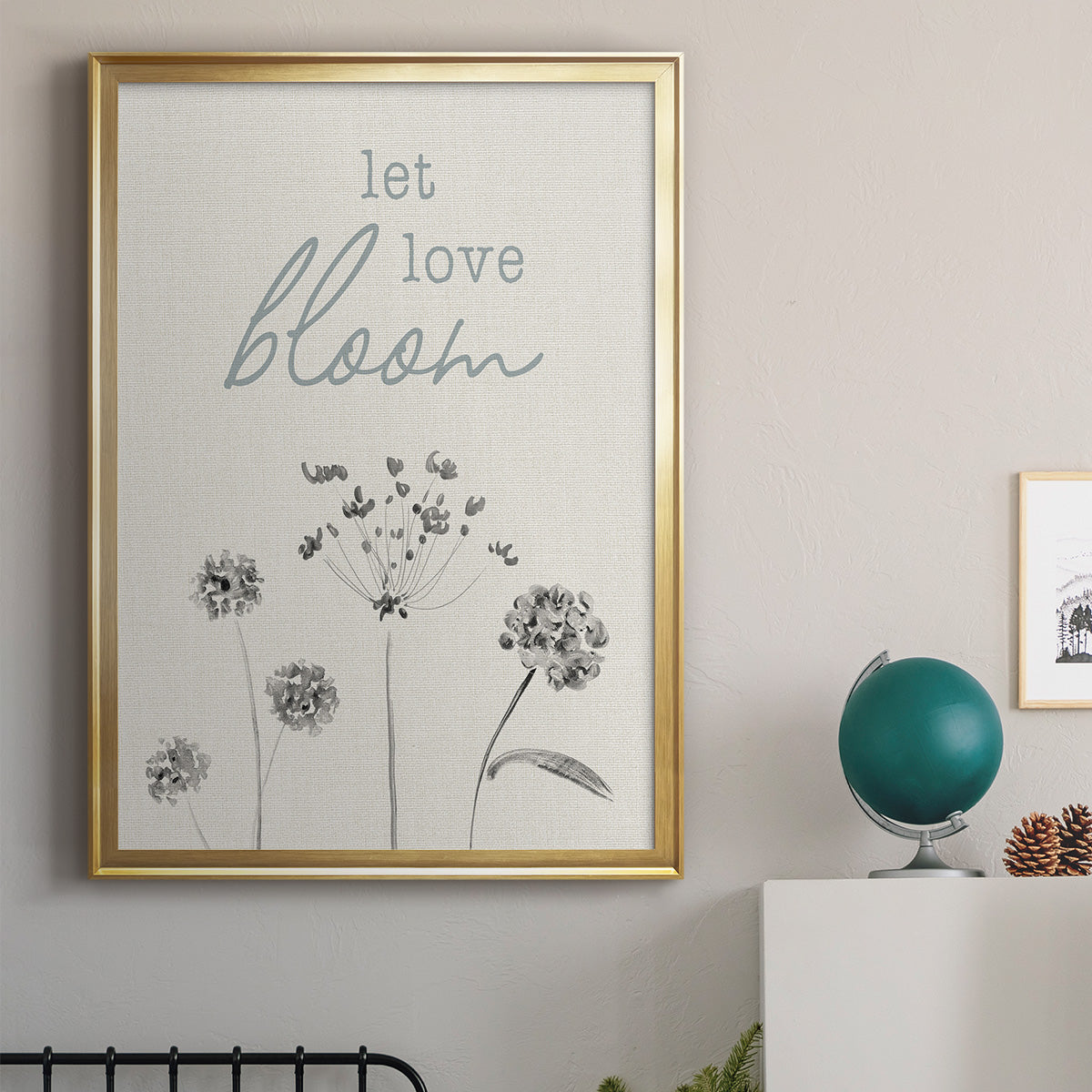 Let Love Bloom - Modern Framed Canvas Print