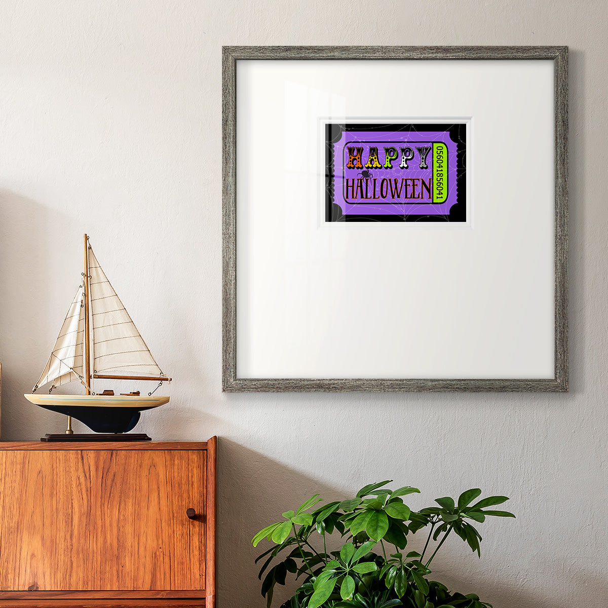 Happy Halloween Ticket Premium Framed Print Double Matboard