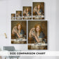 Size comparison chart for canvas art prints, showing multiple size options.