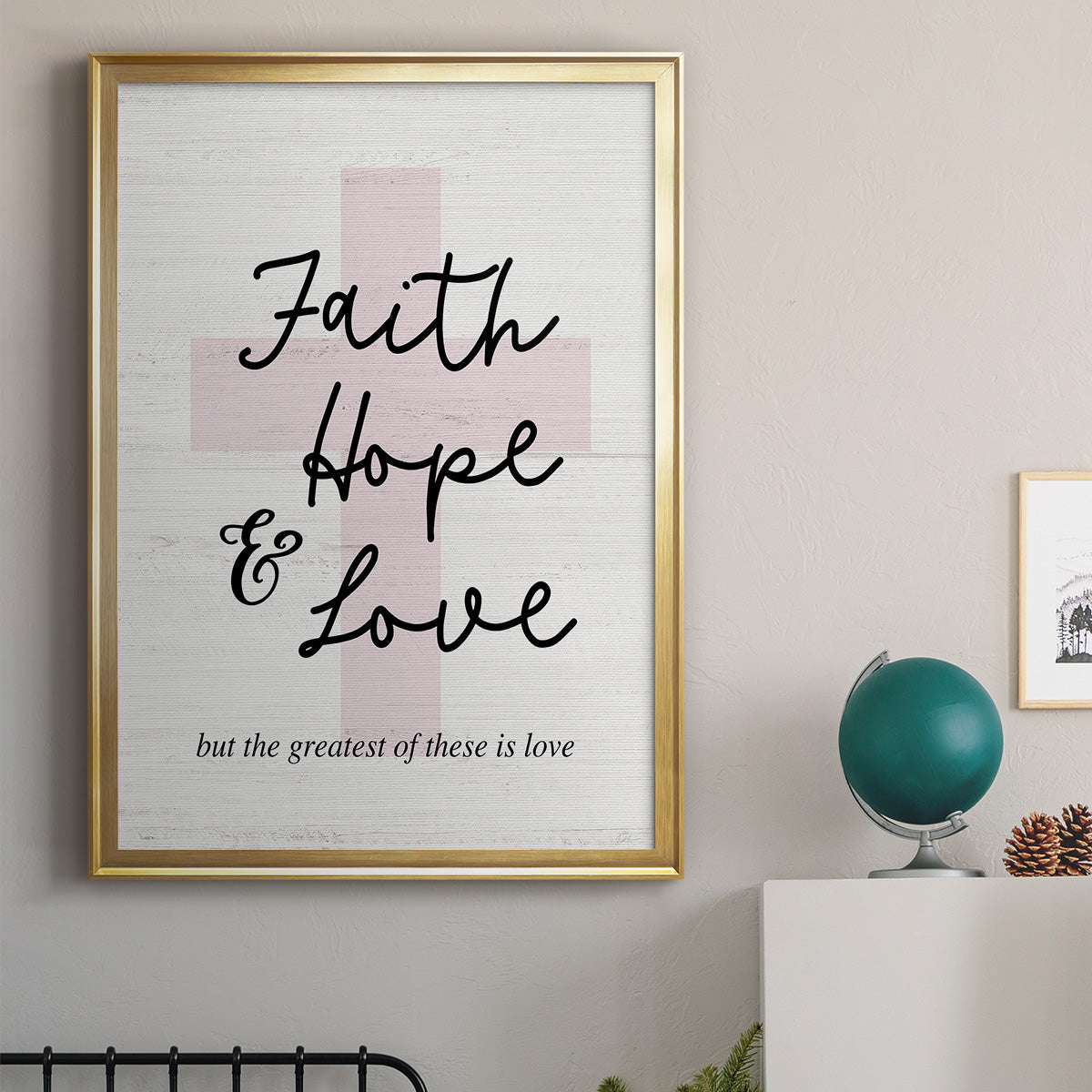 Faith Hope and Love Cross - Modern Framed Canvas Print