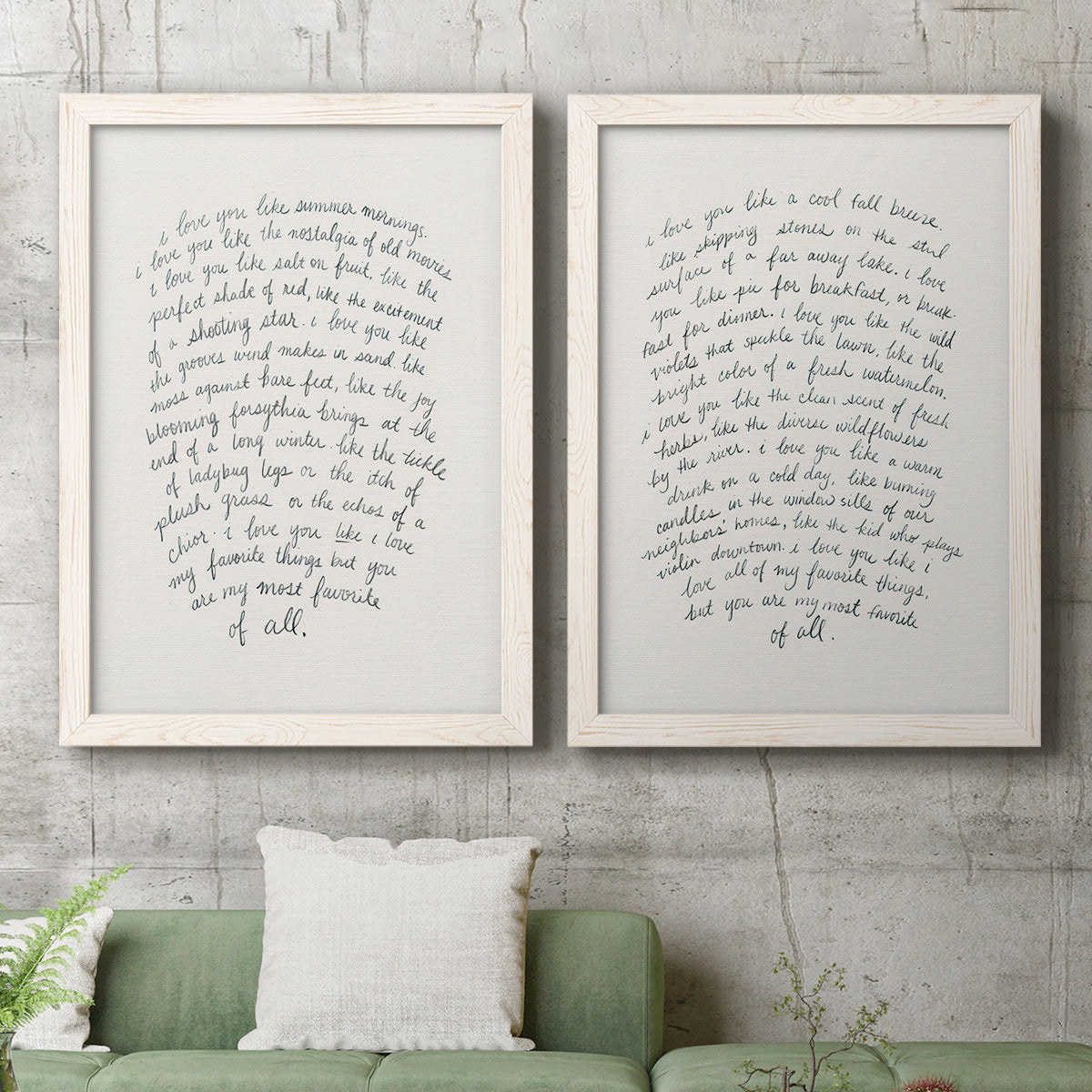 Letter to a Lover I - Premium Framed Canvas 2 Piece Set - Ready to Hang