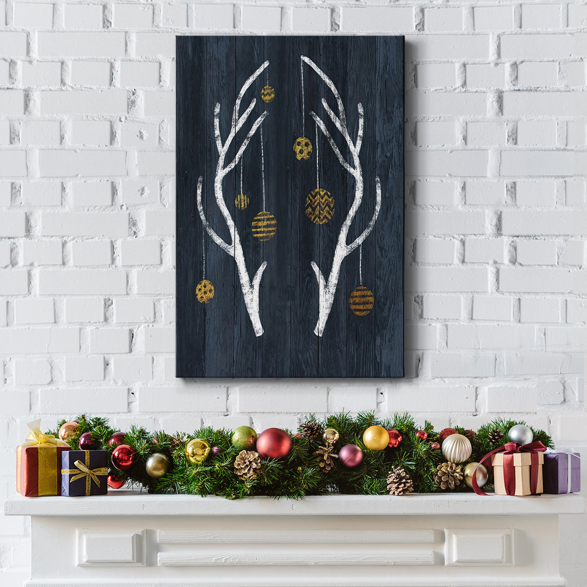 Antlers & Ornaments - Gallery Wrapped Canvas