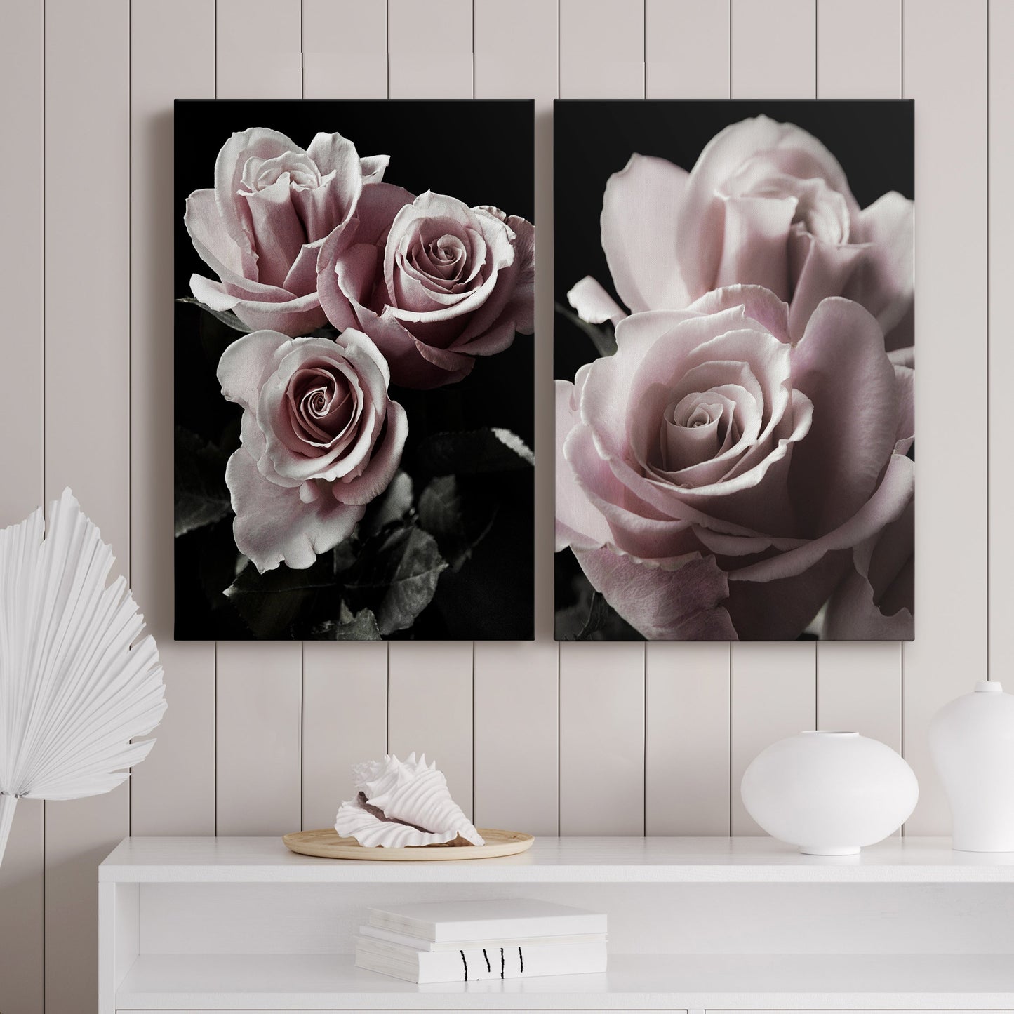 Rose Noir I Premium Gallery Wrapped Canvas - Ready to Hang - Set of 2 - 8 x 12 Each