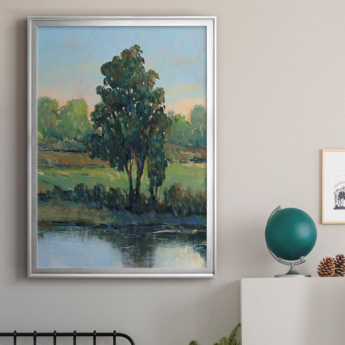 Tree by the Riverbank I - Modern Framed Canvas Print