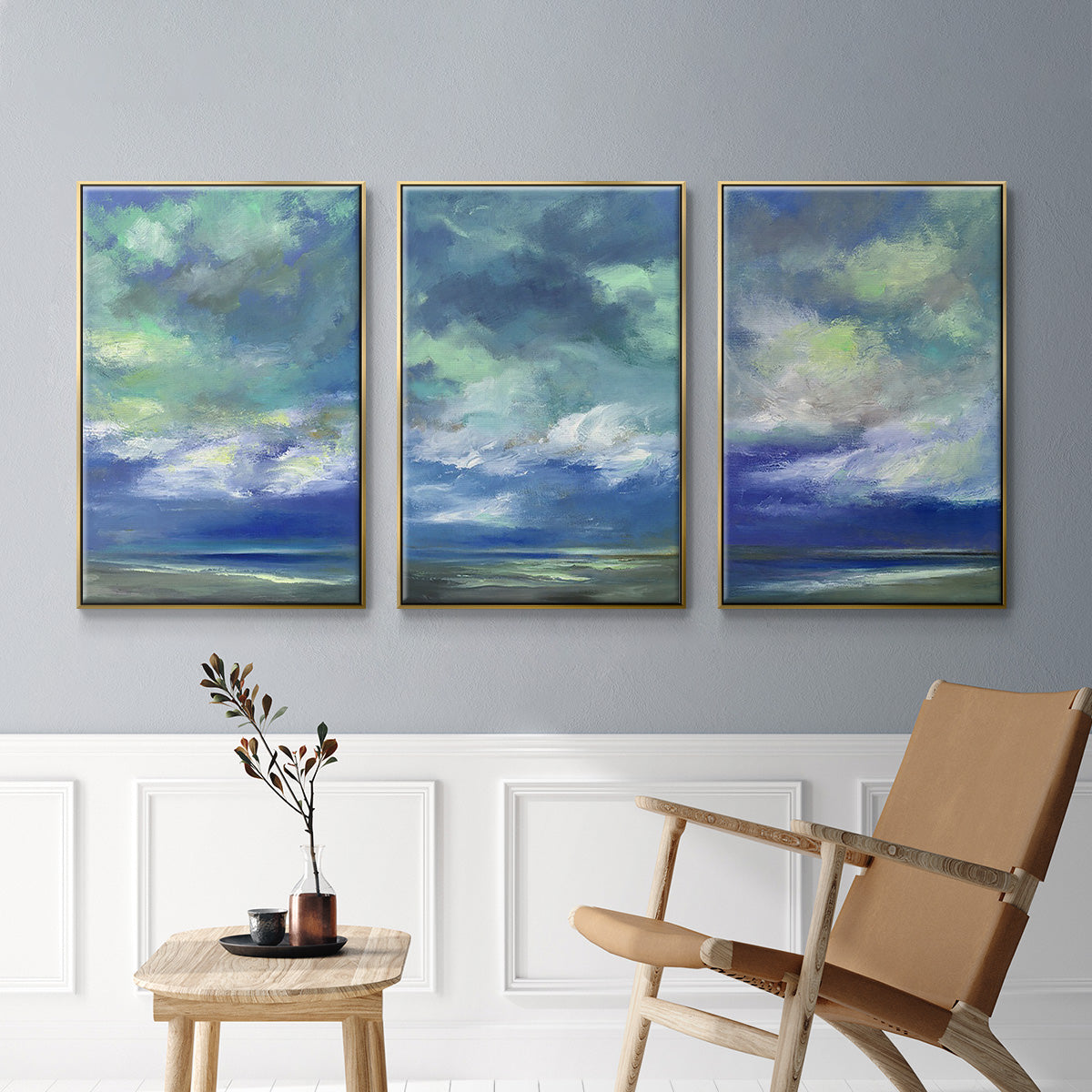 Island Dusk - Framed Premium Gallery Wrapped Canvas L Frame 3 Piece Set - Ready to Hang