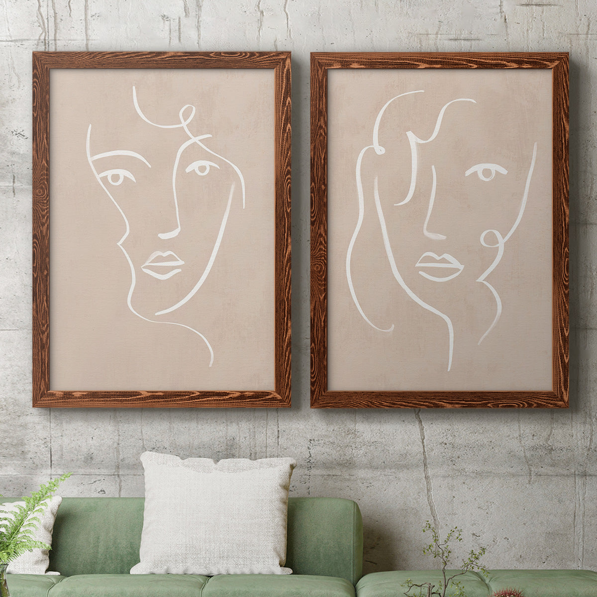 Curly Face I - Premium Framed Canvas 2 Piece Set - Ready to Hang