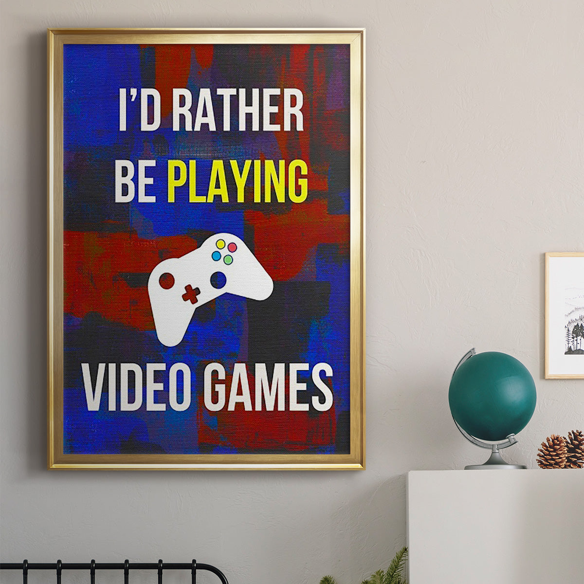 Gamer at Play III - Modern Framed Canvas Print