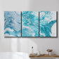 Three-panel canvas wall art featuring rocky coastal tide pool scene, displayed in a bathroom above a bathtub.