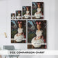Size comparison chart for canvas art prints, showing multiple size options.