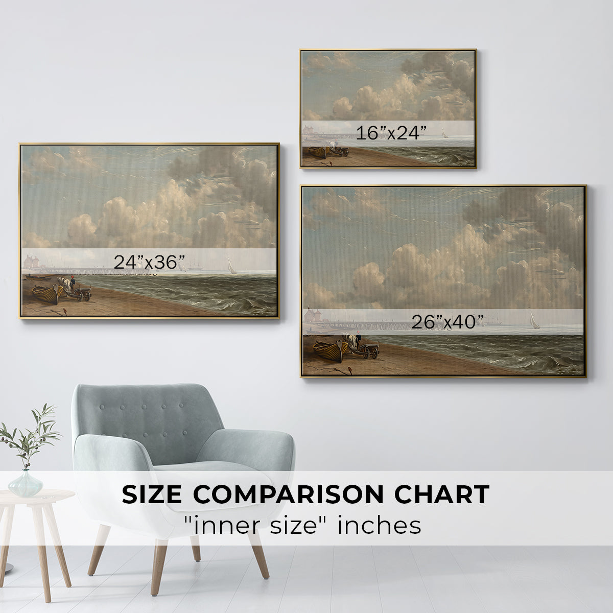 Yarmouth Jetty, 1822 - Floater Framed Canvas Print