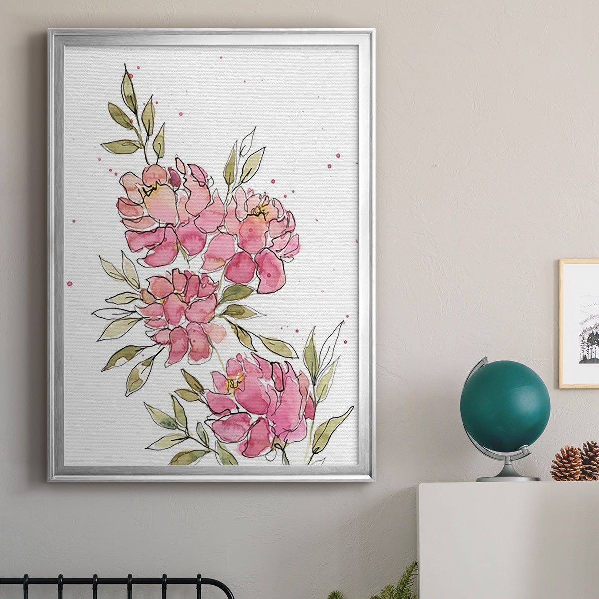 Watercolor Blooms I - Modern Framed Canvas Print