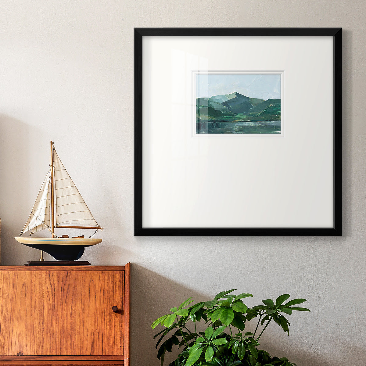 Green Grey Mountains I Premium Framed Print Double Matboard