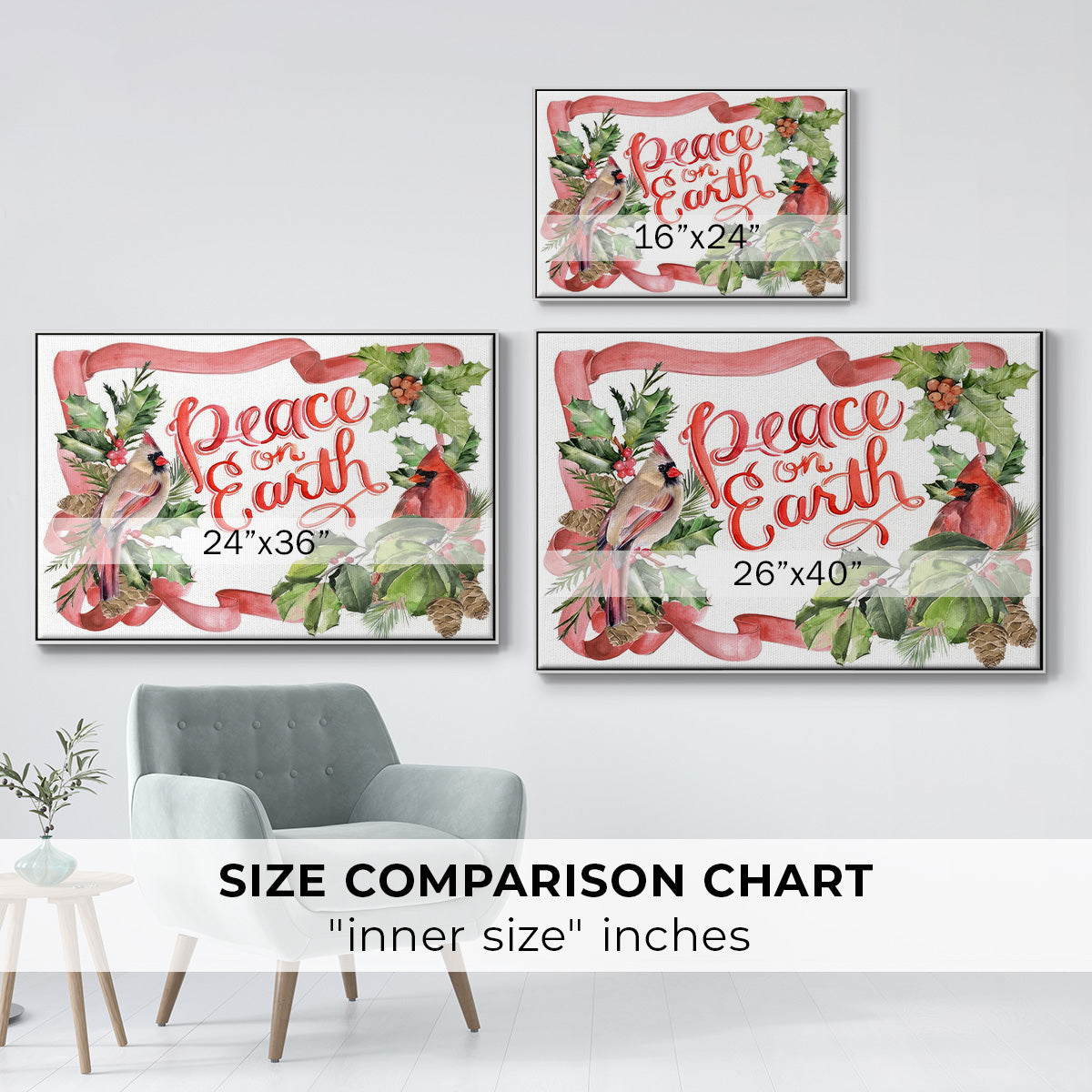 Cardinal Holly Christmas Collection A - Floater Framed Canvas Print