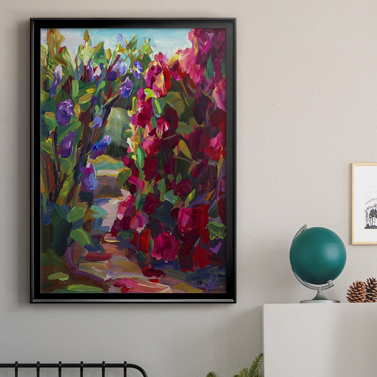 Lilacs & Rhodies - Modern Framed Canvas Print