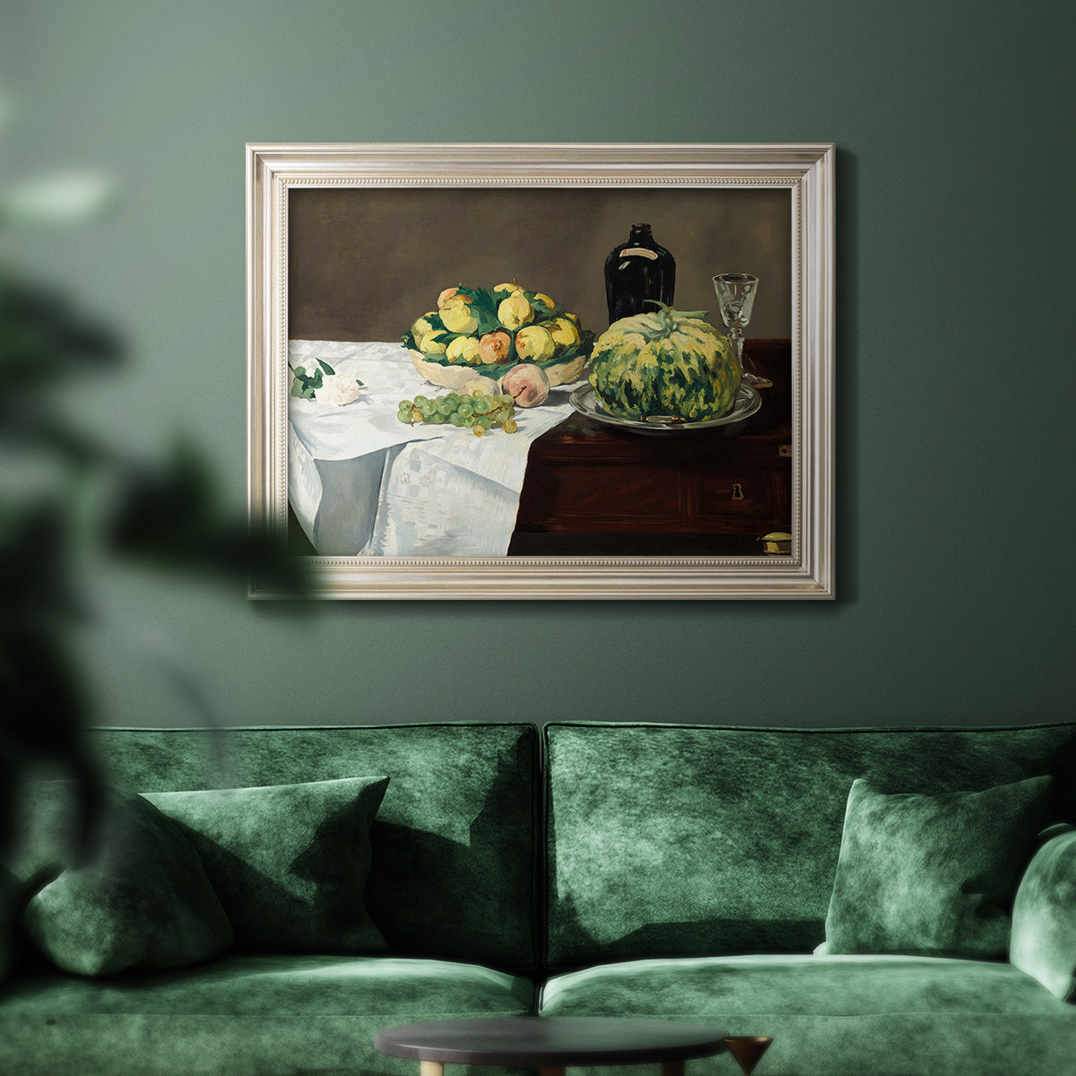 Still Life with Melon and Peaches - Ornate Framed Canvas Print