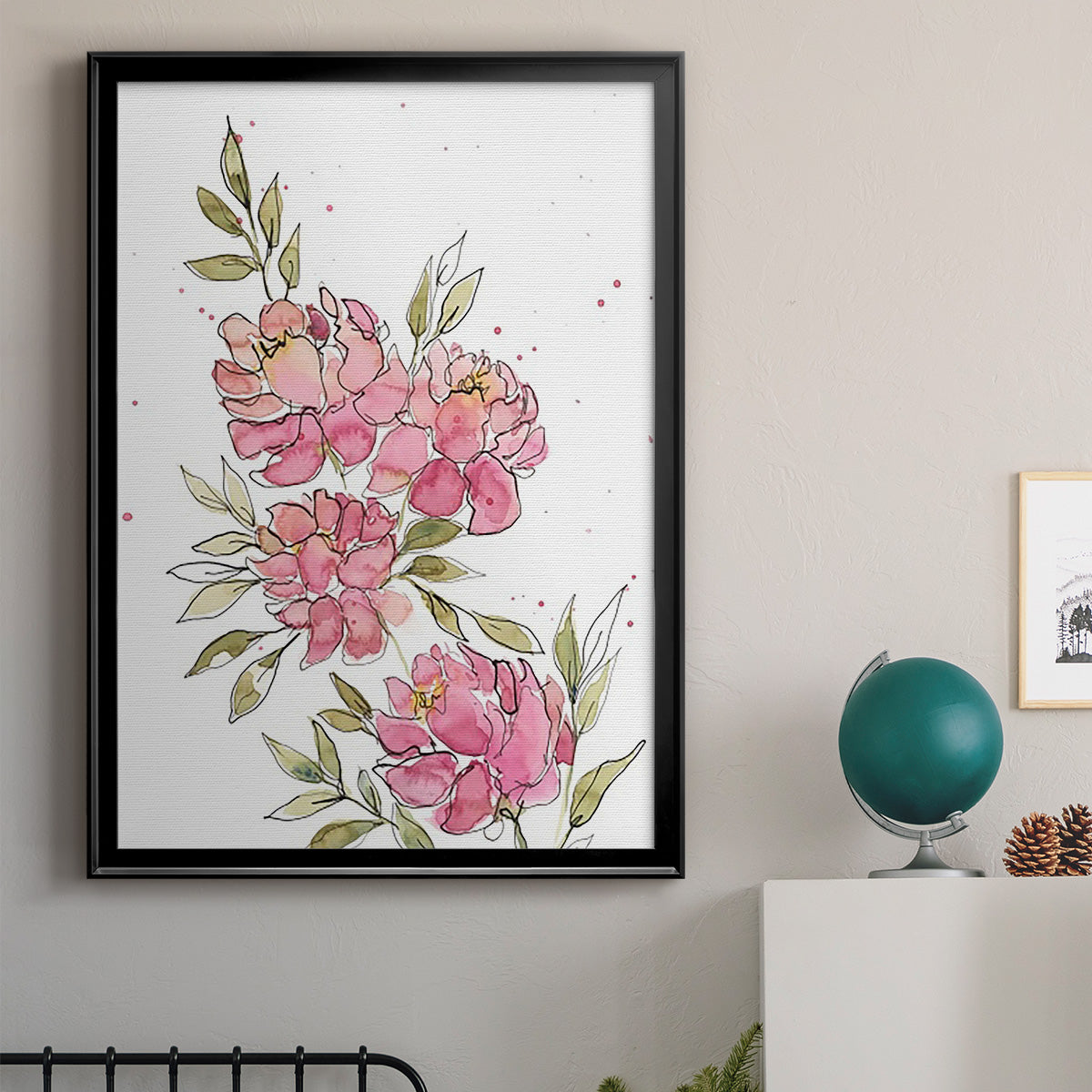 Watercolor Blooms I - Modern Framed Canvas Print