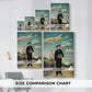 Size comparison chart for canvas art prints, showing multiple size options.