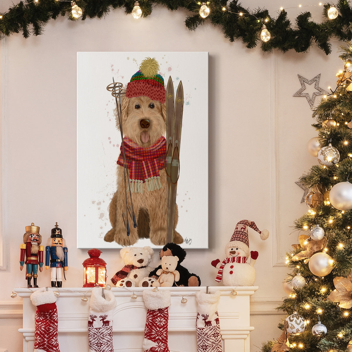 Goldendoodle Ski Dog Premium Gallery Wrapped Canvas - Ready to Hang