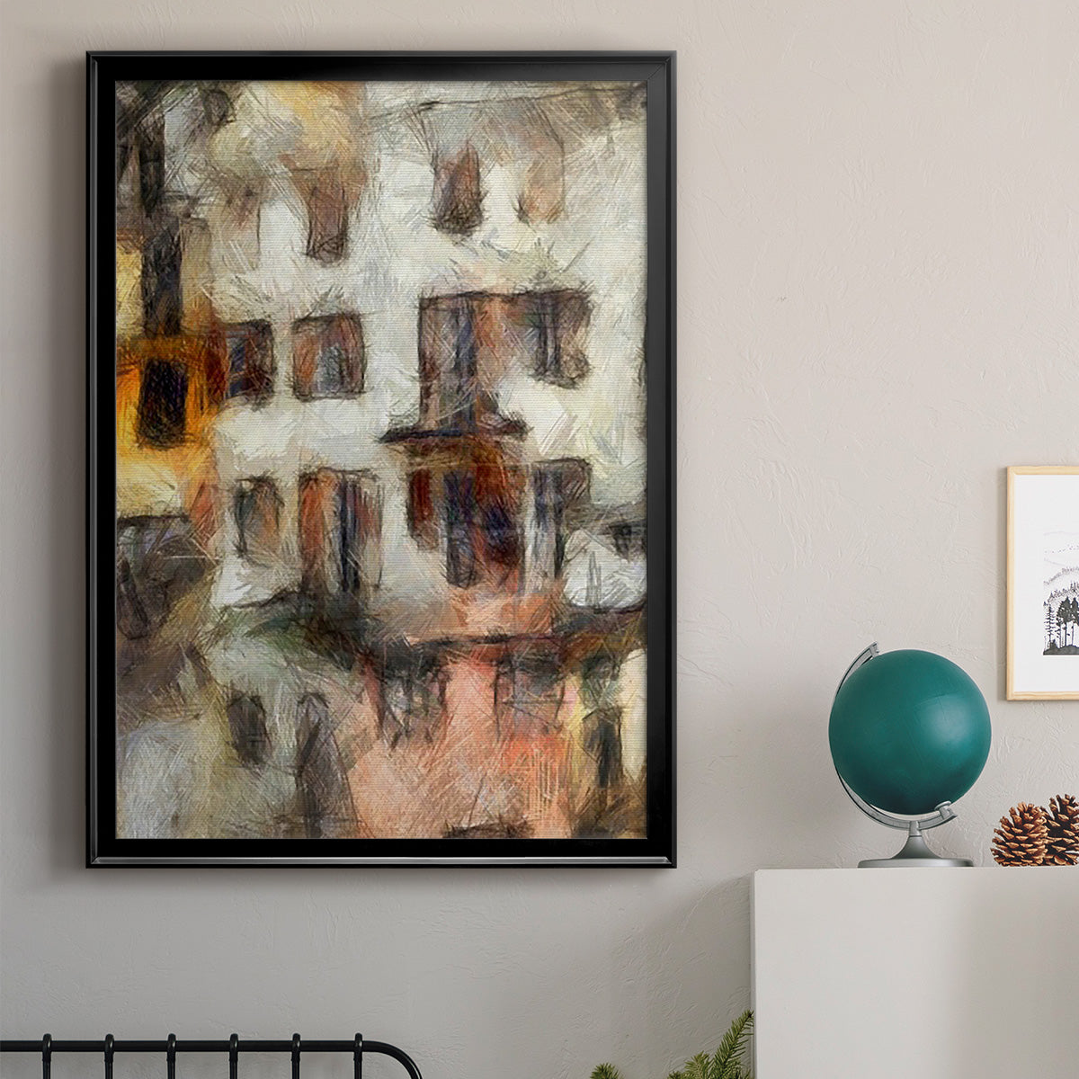 Stacked Houses III - Modern Framed Canvas Print