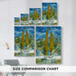 Size comparison chart for canvas art prints, showing multiple size options.