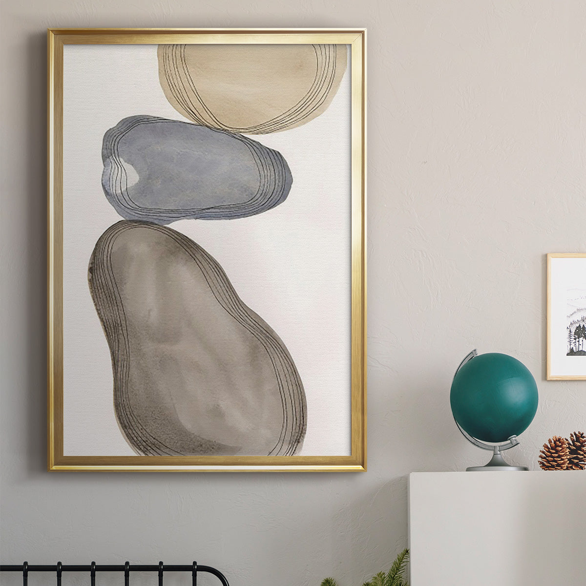 River Rocks Contour II - Modern Framed Canvas Print