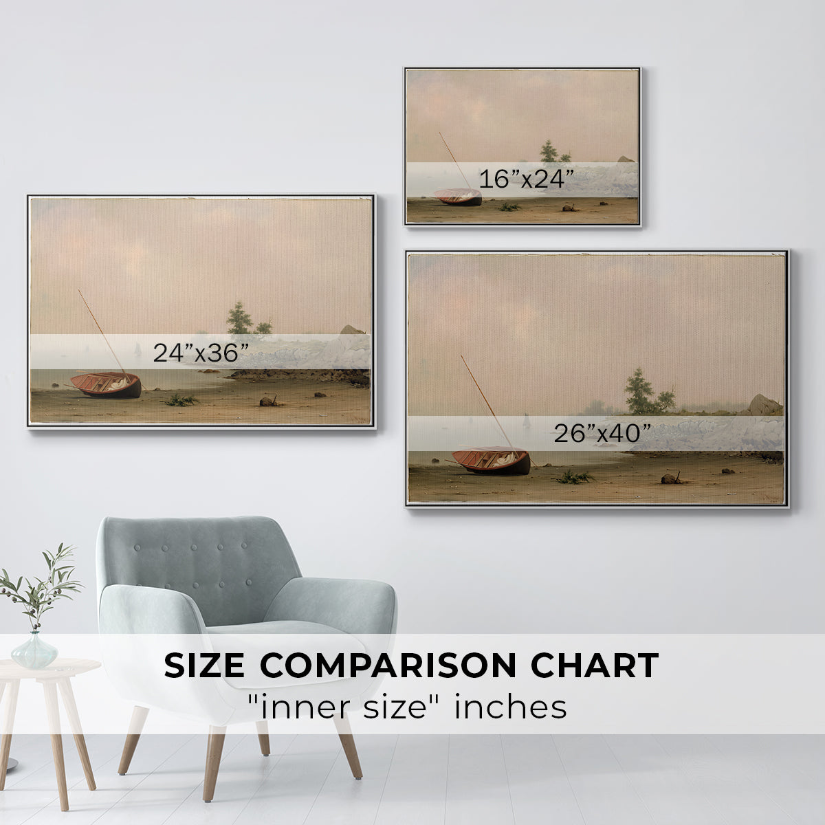 The Stranded Boat, 1863 - Floater Framed Canvas Print
