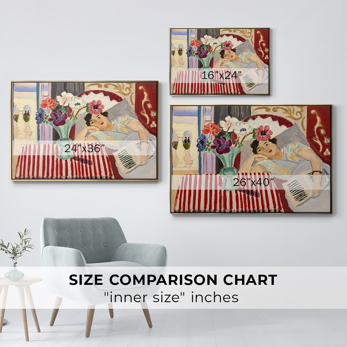 Woman with Anemones (Femme et anémones), c. 1920-1921 - Floater Framed Canvas Print