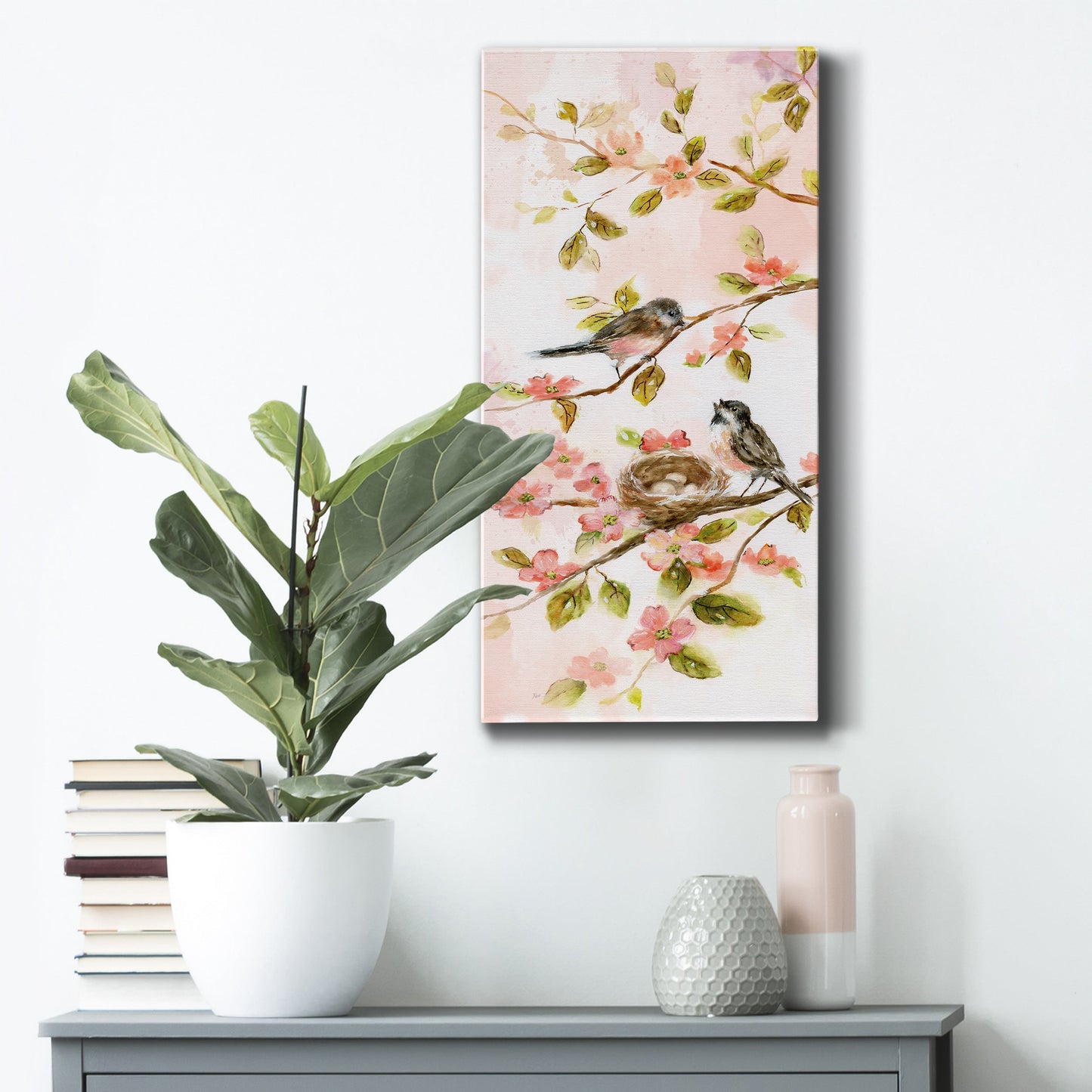 Blushing Birds II - Premium Gallery Wrapped Canvas - Ready to Hang