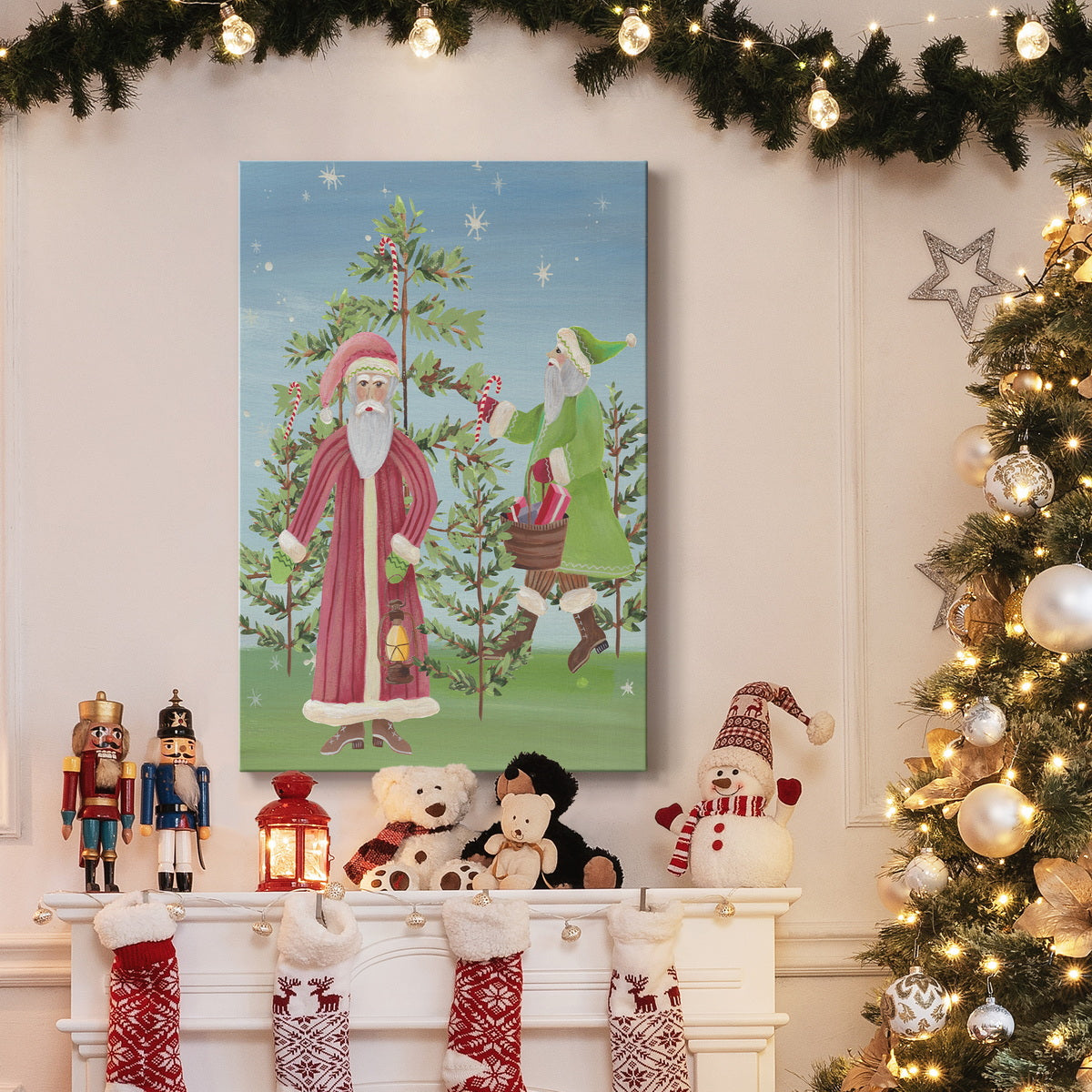 Folksy Father Christmas I Premium Gallery Wrapped Canvas - Ready to Hang