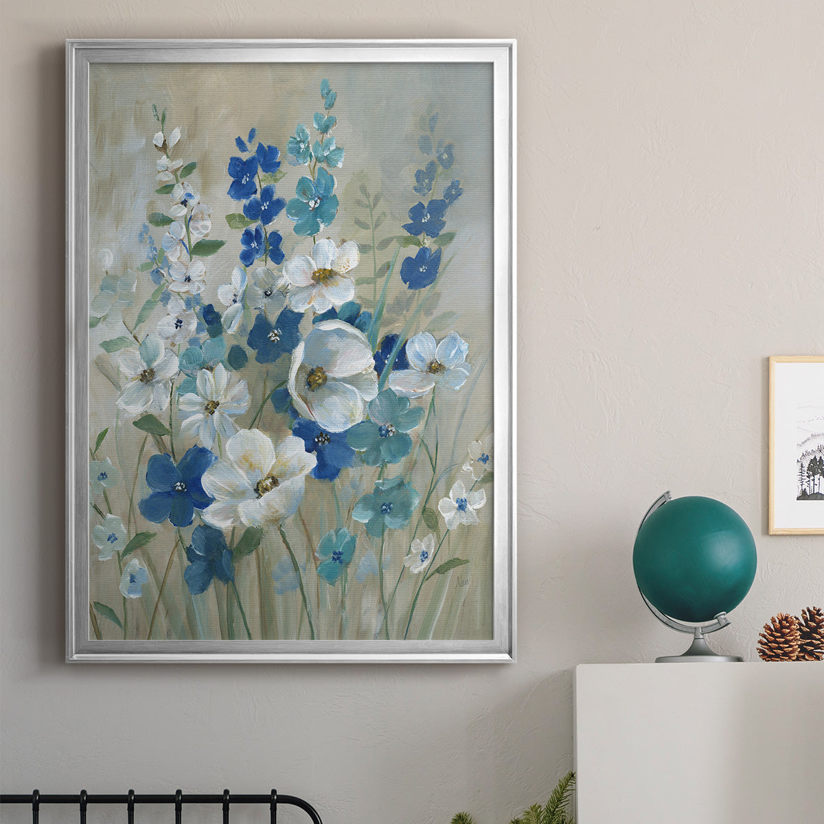 Blue Garden I - Modern Framed Canvas Print