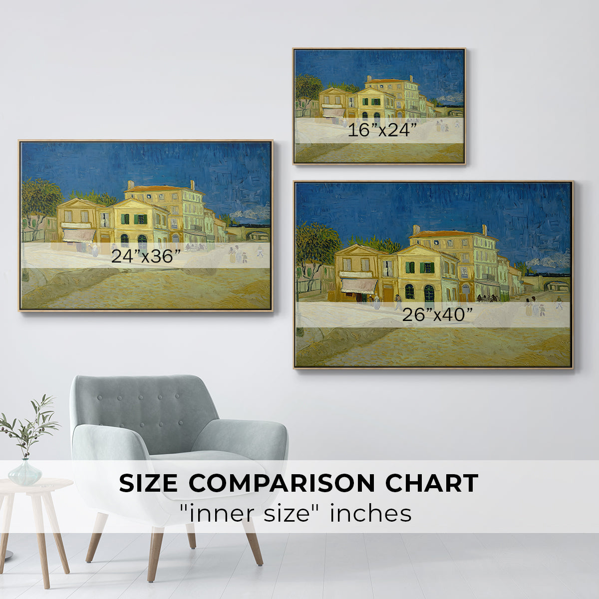 The Yellow House (The Street), 1888 - Floater Framed Canvas Print