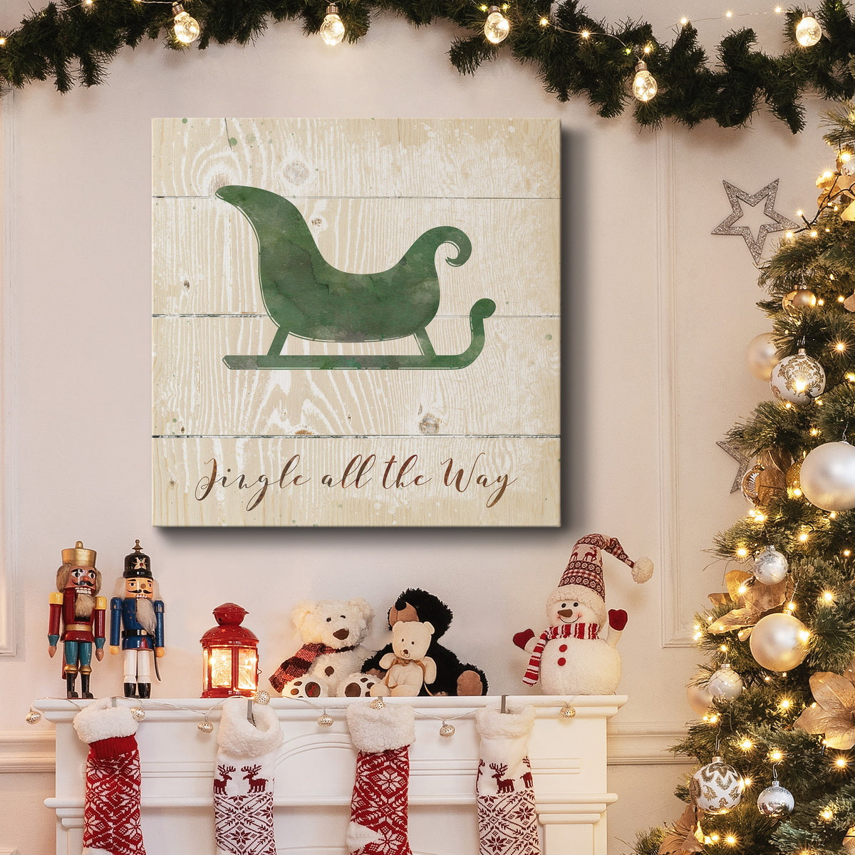 Jingle Sleigh-Premium Gallery Wrapped Canvas - Ready to Hang