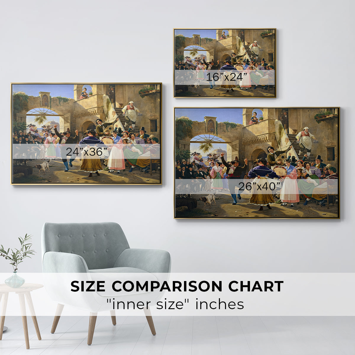 Romans Gathered for Merriment at an Osteria, 1839 - Floater Framed Canvas Print