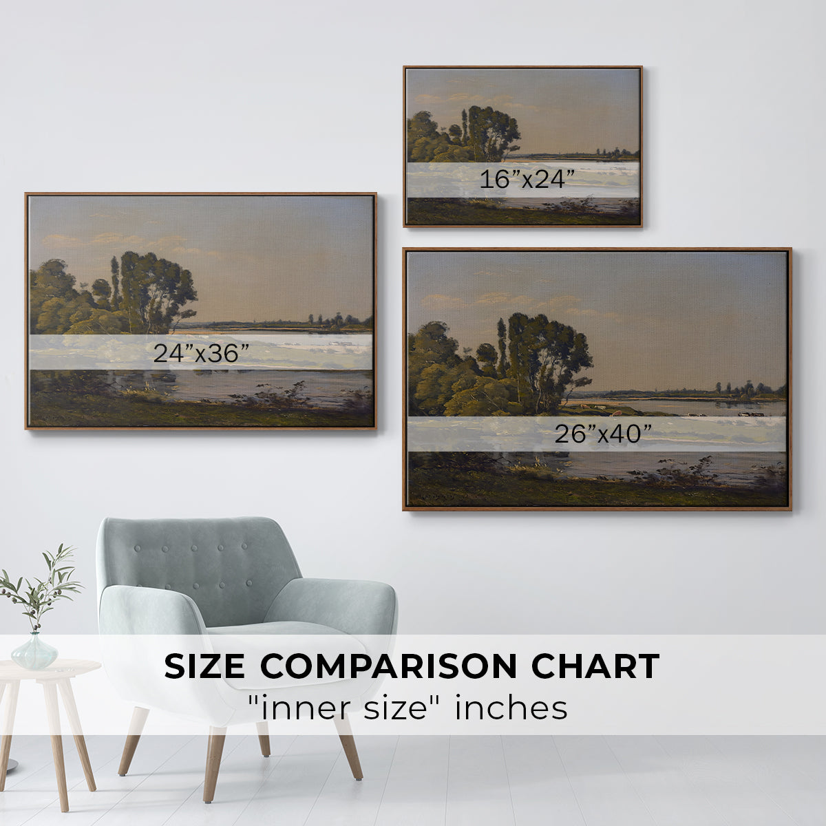 Landscape with a River, 1892 - Floater Framed Canvas Print