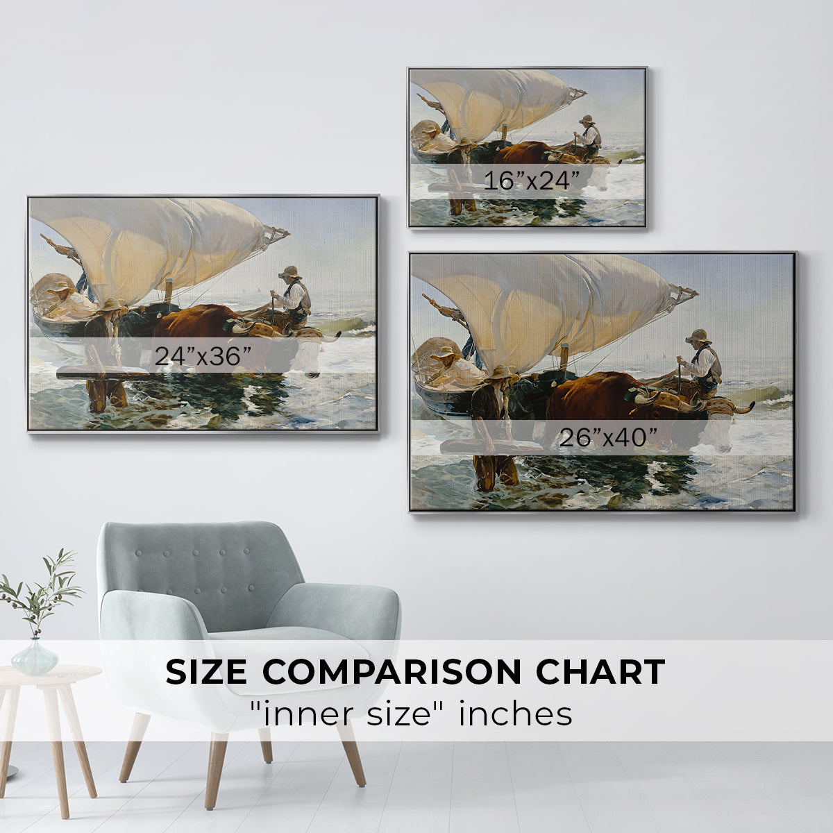 The Return from Fishing: Hauling the Boat, 1894 - Floater Framed Canvas Print