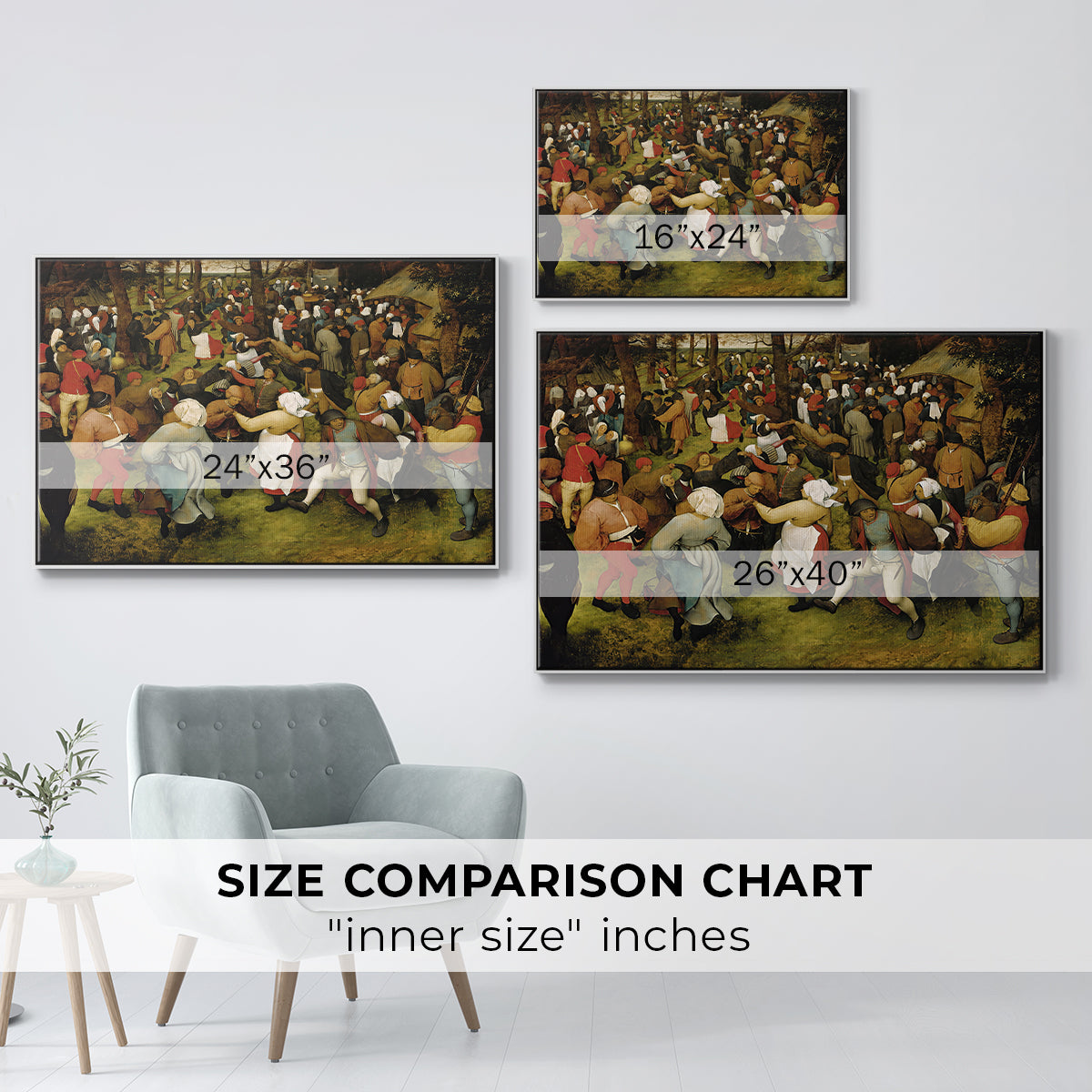 The Wedding Dance, c. 1566 - Floater Framed Canvas Print