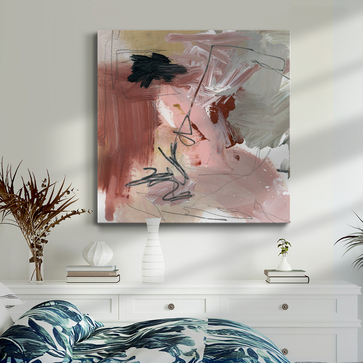 Pale Scribble II - Canvas Art Print