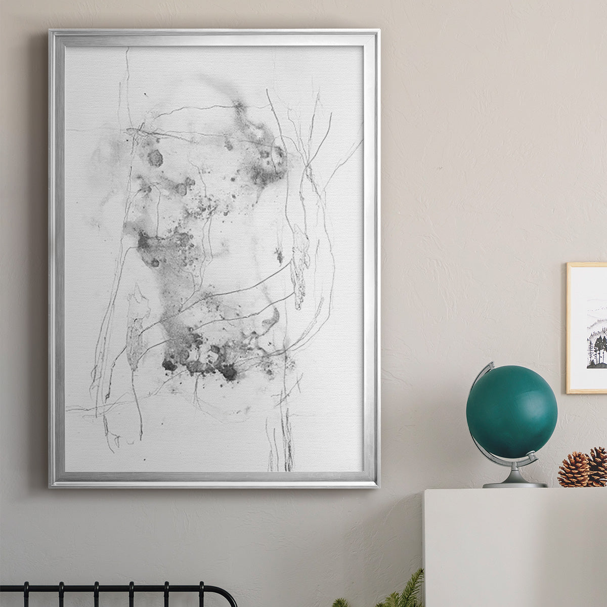 Graphite Abstract IV - Modern Framed Canvas Print