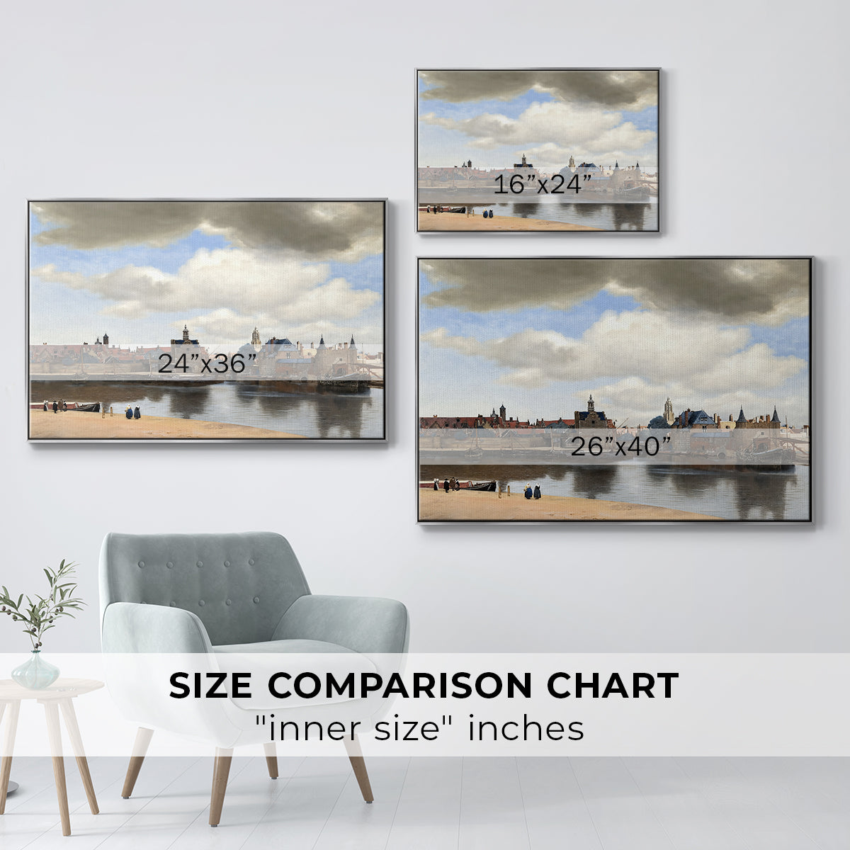 View of Delft, c. 1660-1661 - Floater Framed Canvas Print
