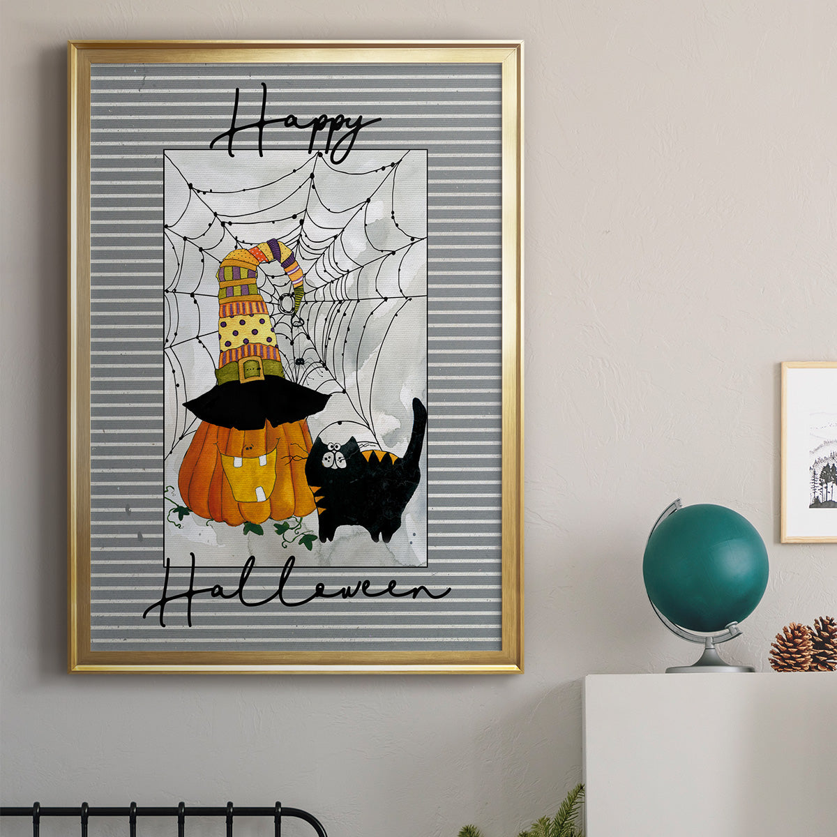 Happy Halloween Pumpkin - Modern Framed Canvas Print