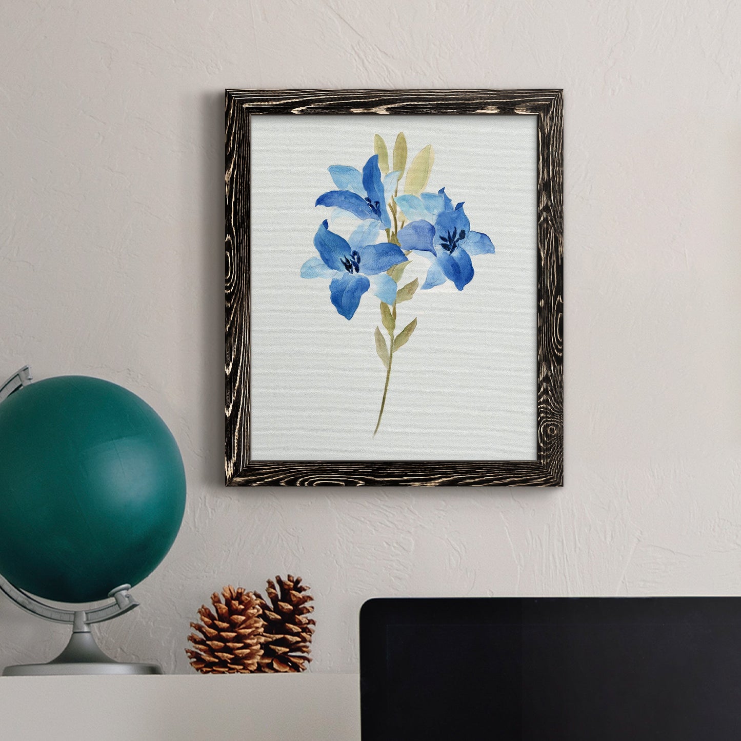 Blue Blossom Botanical III - Premium Canvas Framed in Barnwood - Ready to Hang