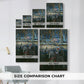 Size comparison chart for canvas art prints, showing multiple size options.