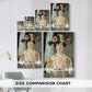 Size comparison chart for canvas art prints, showing multiple size options.
