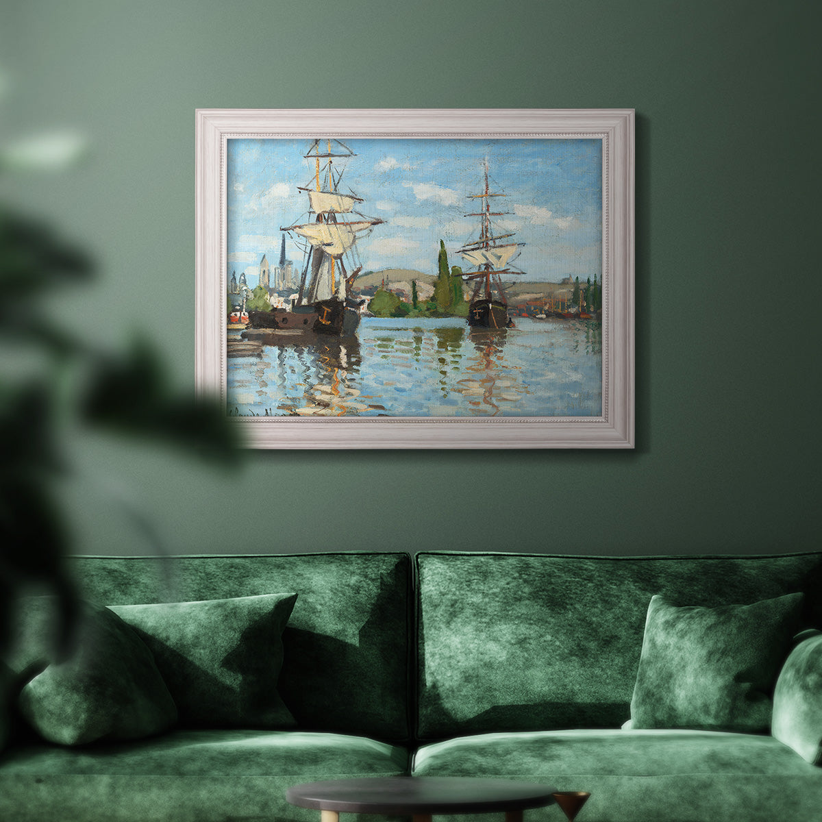 Ships Riding on the Seine - Ornate Framed Canvas Print