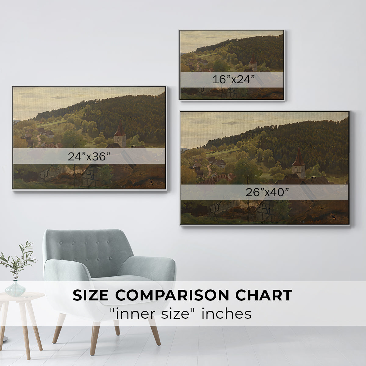 Landscape from Ebersteinburg in Baden, 1876 - Floater Framed Canvas Print