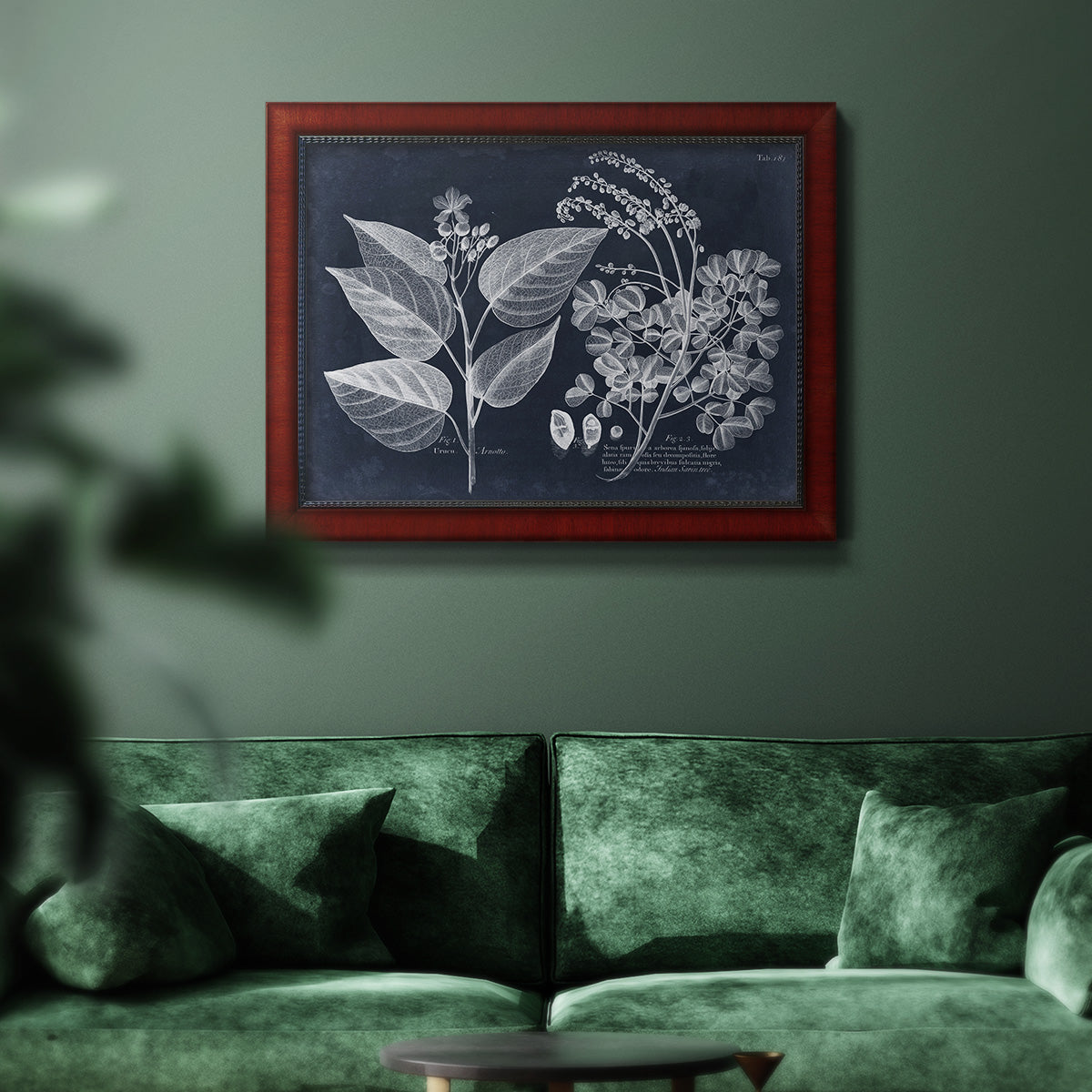 Foliage on Navy III Premium Framed Canvas- Ready to Hang