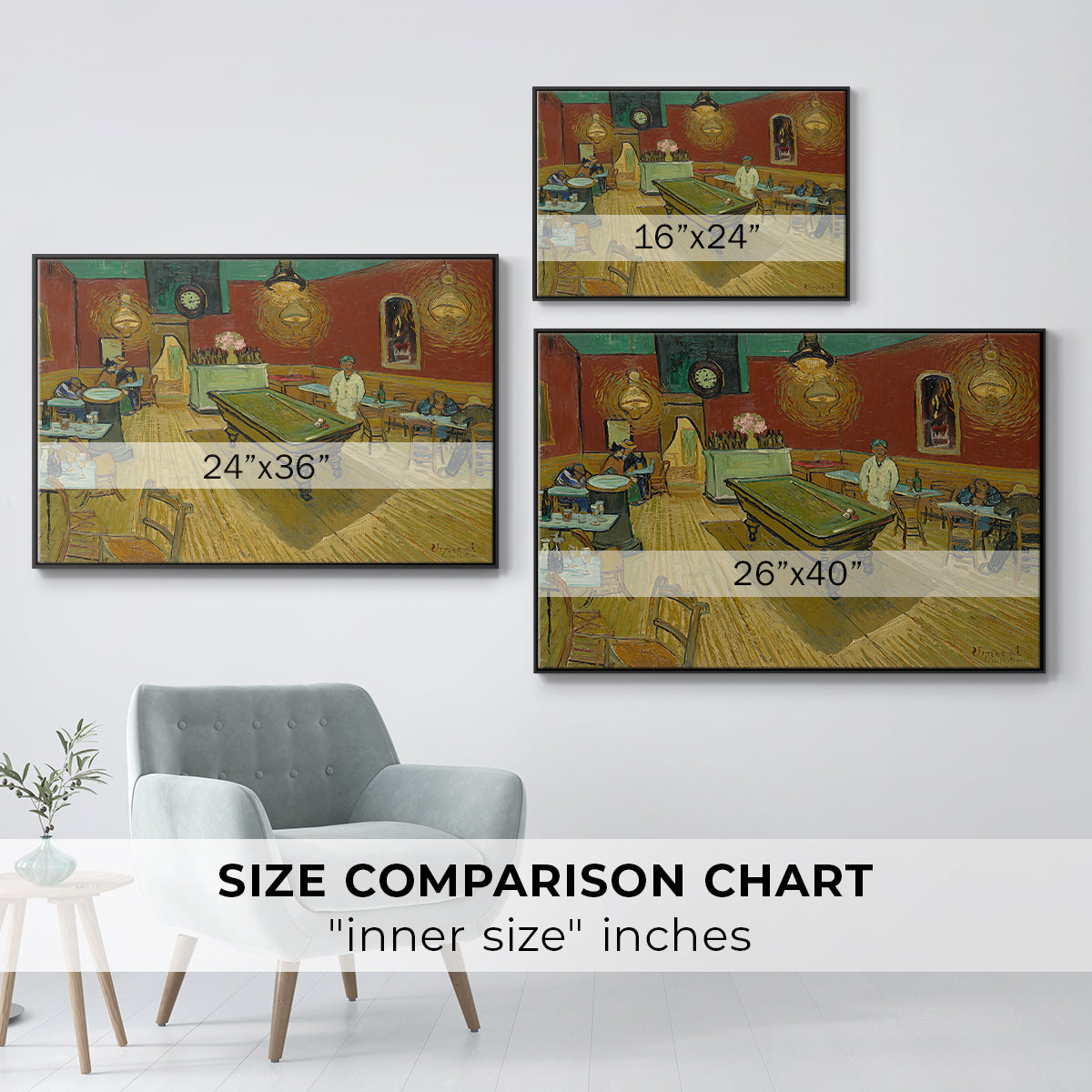 The Night Café, 1888 - Floater Framed Canvas Print