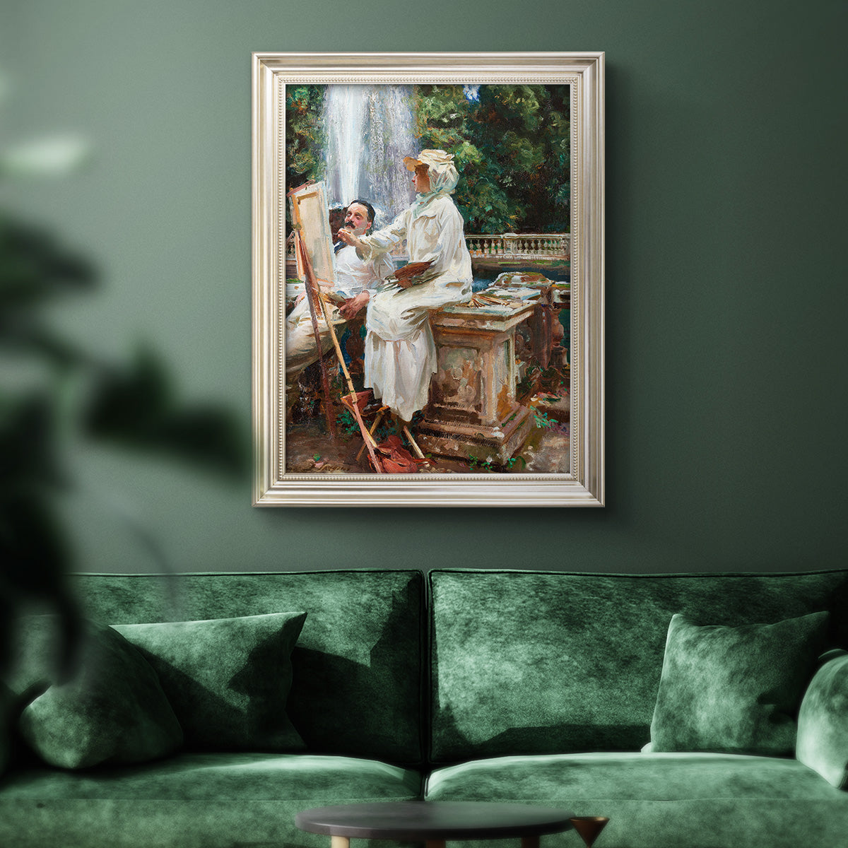 The Fountain Villa Torlonia, Frascati, Italy - Ornate Framed Canvas Print